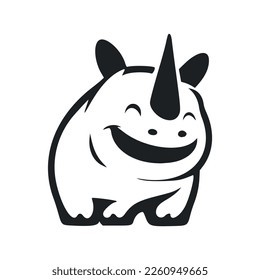 Black and white A simple logo with a charming Cheerful hippo.