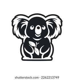 Black and white Simple logo with a charming and cute koala.