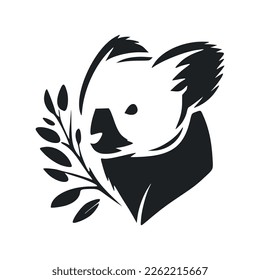 Black and white simple logo with charming koala