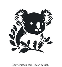 Black and white simple logo with charming koala