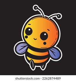 black and white simple logo of cute bee