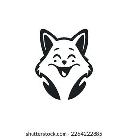 Black and white Simple logo with cute cheerful pony.