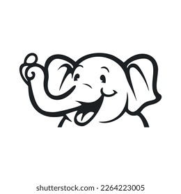 Black and white Simple logo with a cute Cheerful bear.