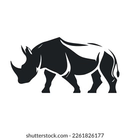 Black and white simple logo with lovely rhinoceros