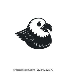 Black and white Simple logo with Lovely and cute eagle.