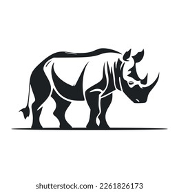 Black and white simple logo with nice rhinoceros