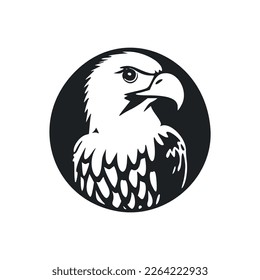 Black and white Simple logo with Nice and cute eagle.