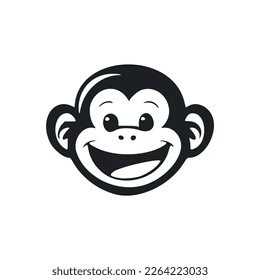 Black and white Simple logo with a nice and cute monkey.