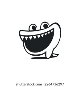 Logo simple y negro con un cocodrilo alegre y agradable.