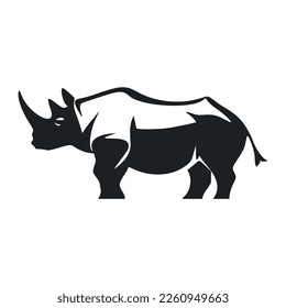 Black and white simple logo with sweet rhinoceros
