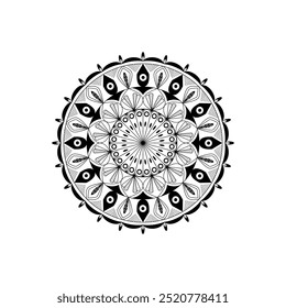 Black white simple mandala design art vector.