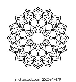Black white simple mandala vector design on white background