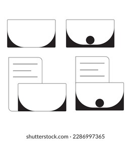 conjunto de iconos de mensajes simples en blanco y negro para uso de negocios y entretenimiento