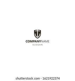 black and white simple negative space vector flat art iconic logo of anchor on a medieval shield