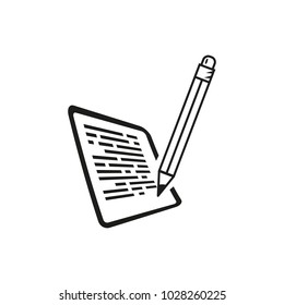 black and white simple outline vector  icon of filling a document 