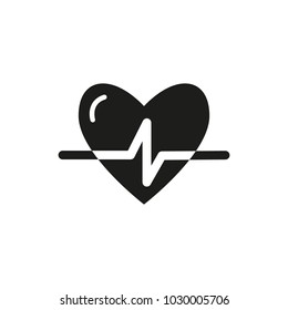black and white simple outline vector icon heart pulse