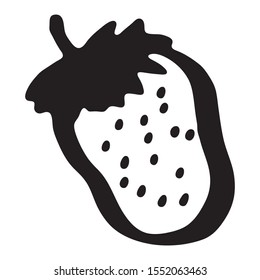 black and white simple painted strawberry on white