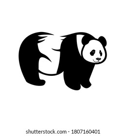 Diseño del logo panda en blanco y negro (simple)