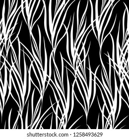 black and white simple pattern vector with plants