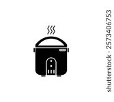 black and white simple rice cooker icon