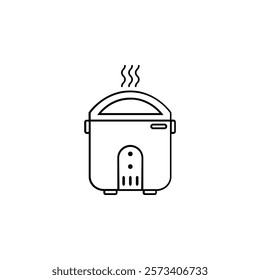 black and white simple rice cooker icon