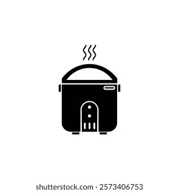 black and white simple rice cooker icon