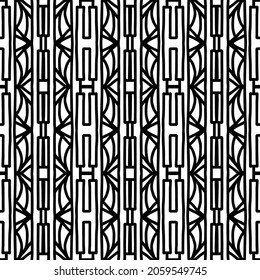 einfache, nahtlose schwarz-weiße Fliese mit geometrischen und linearen Figuren, Vektornahtloses Muster