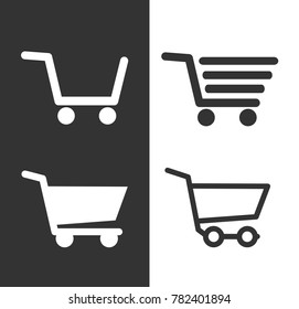 Black and white simple shopping cart icons