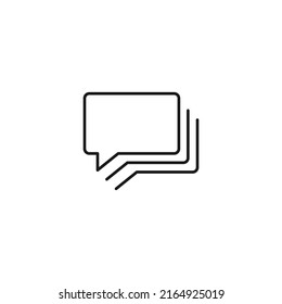 Black and white simple sign. Monochrome minimalistic illustration suitable for apps, books, templates, articles etc. Vector line icon of rectangular speech bubbles for text and other 