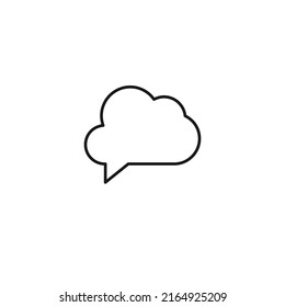 Black and white simple sign. Monochrome minimalistic illustration suitable for apps, books, templates, articles etc. Vector line icon of cloud speech bubble 