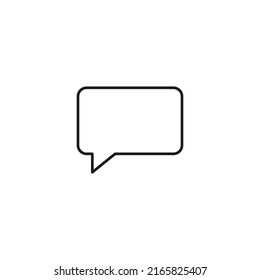 Black and white simple sign. Monochrome minimalistic illustration suitable for apps, books, templates, articles etc. Vector line icon of speech bubble as rounded rectangle 