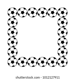 Black and white simple soccer balls square frame, vector