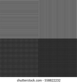 Black and white simple stripes abstract seamless vector pattern, geometric primitive background