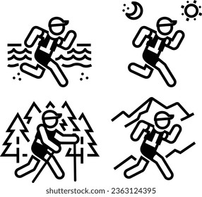 Black and White Simple Trail Running Icons