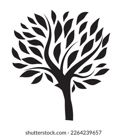BLack and white simple tree decor silhouette, Vector Illustration.eps 10.