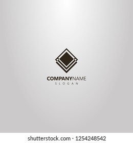 black and white simple vector abstract geometric outline logo of square rhombus with lines