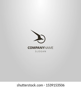 black and white simple vector abstract logo of an attacking bird of prey in a round frame