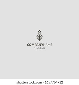 blanco y negro simple vector línea abstracta línea geométrica icónica logo de flor silvestre