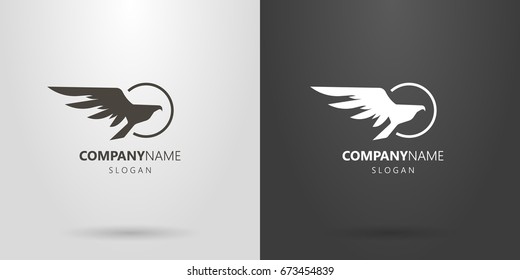 Black and white simple vector abstract hawk logo