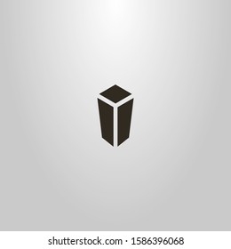 black and white simple vector flat art abstract sign of parallelepiped pillar