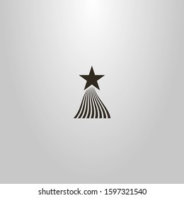 black and white simple vector flat art sign of a flying up five-pointed star