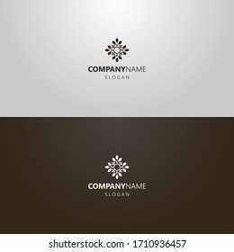 black and white simple vector flat art outline iconic logo of decorative four-petal flower
