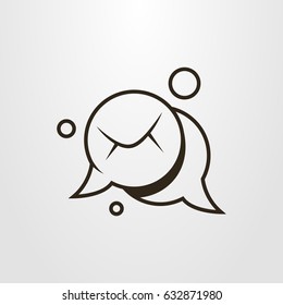 Black and white simple vector flat art cartoon symbol of mailing 