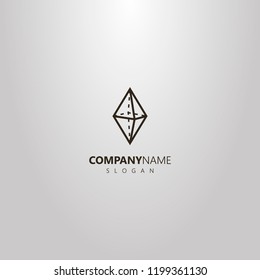 black and white simple vector geometric logo of a transparent diamond stone
