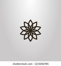 black and white simple vector geometric line art sign of a blooming flower