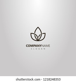 black and white simple vector geometric flower logo of three interlaced petals