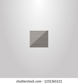 black and white simple vector geometric sign of square of lines of different thickness forming a ladder