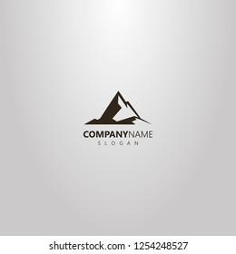 black and white simple vector geometric outline logo of high peak rocky mountains