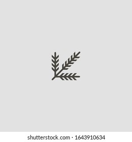 black and white simple vector geometric line art iconic sign of a coniferous branch