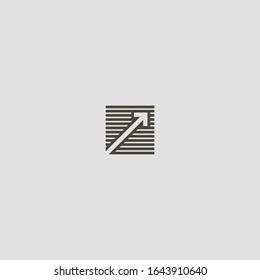 blanco y negro simple línea geométrica línea cuadrada signo icónico de flecha de crecimiento ascendente